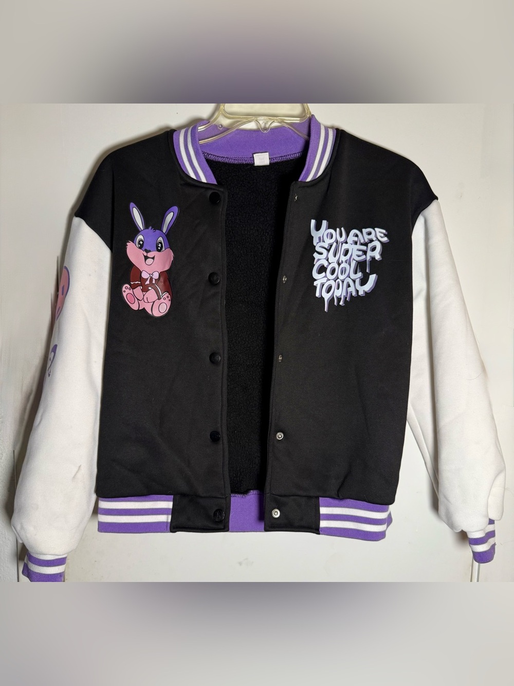 "You Are Super Cool Today" varsity girls jacket. 12Y